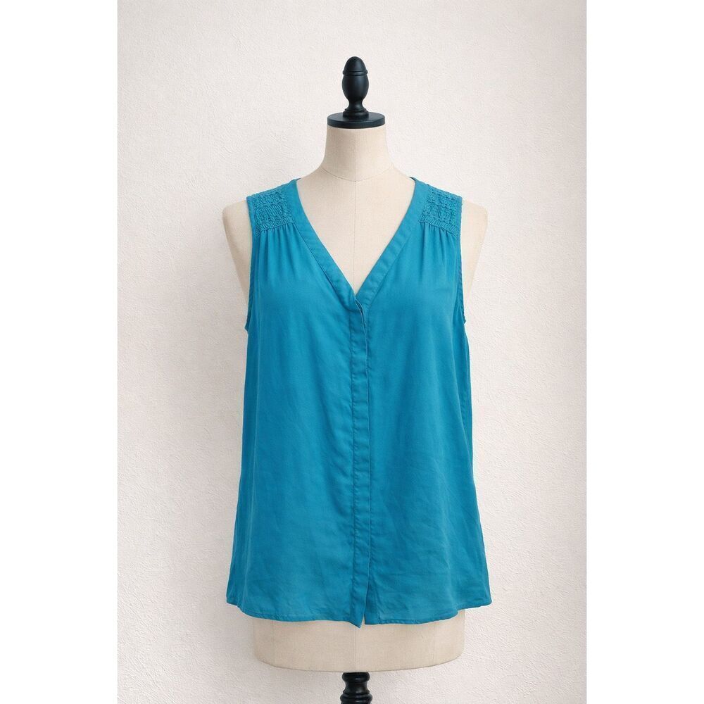 Zac & Rachel Teal Sleeveless Button Front Blouse Women’s Small